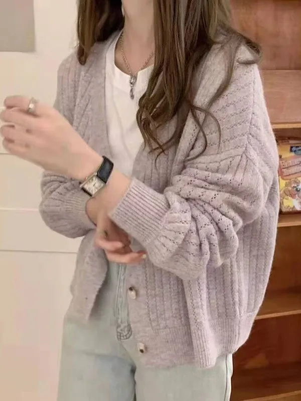 

Gagarich, осенний новый свободный ретро универсальный вязаный кардиган, женский корейский ленивый стиль, нежный короткий свитер, куртка, верхняя одежда