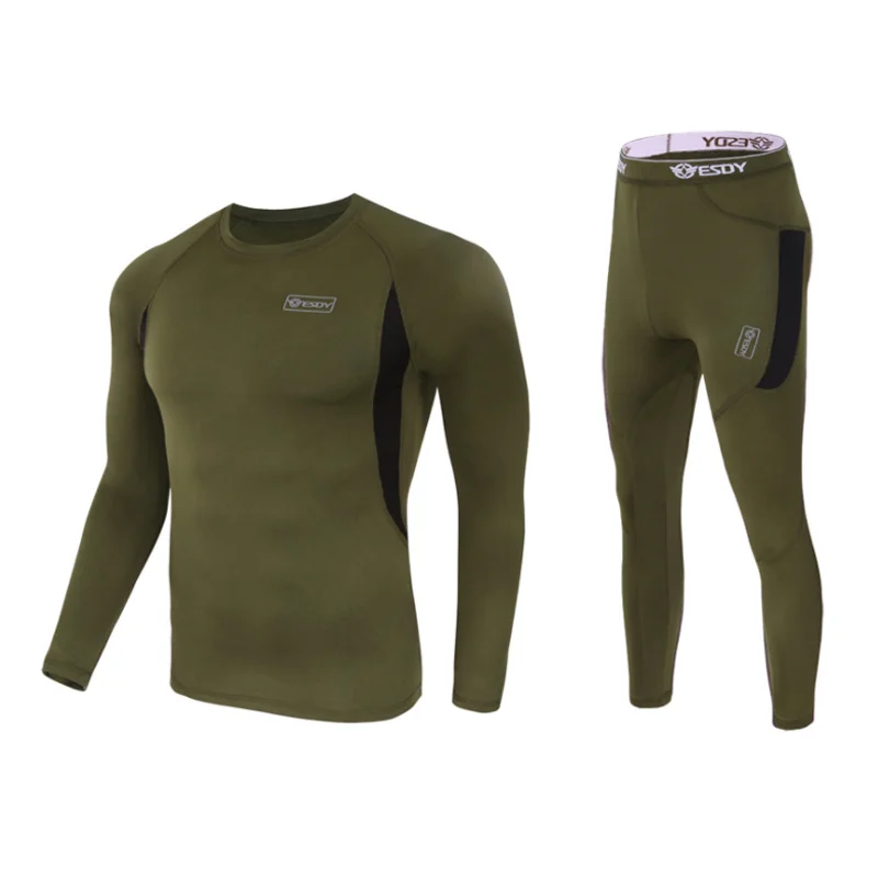 Men Ouutdoor Winter Fleece Warm Thermal Underwear Quick Drying Underwear Set Long Johns Man Camouflage Tactical Clothing Suits