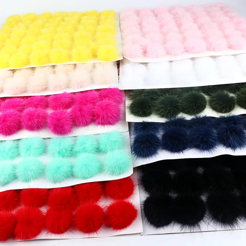 4cm 15/30 Pcs Mink Pompom Hair Accessories Ear Hook Brooch Fluffy Keychain Pom Poms Craft Supplies DIY Accessories Decoration