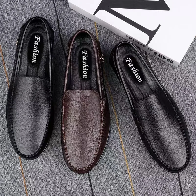 Genuine Leather Mens Shoes Luxury Business Casual Slip on Formal Loafers Men Moccasins Black Male Driving Shoes Sneakers