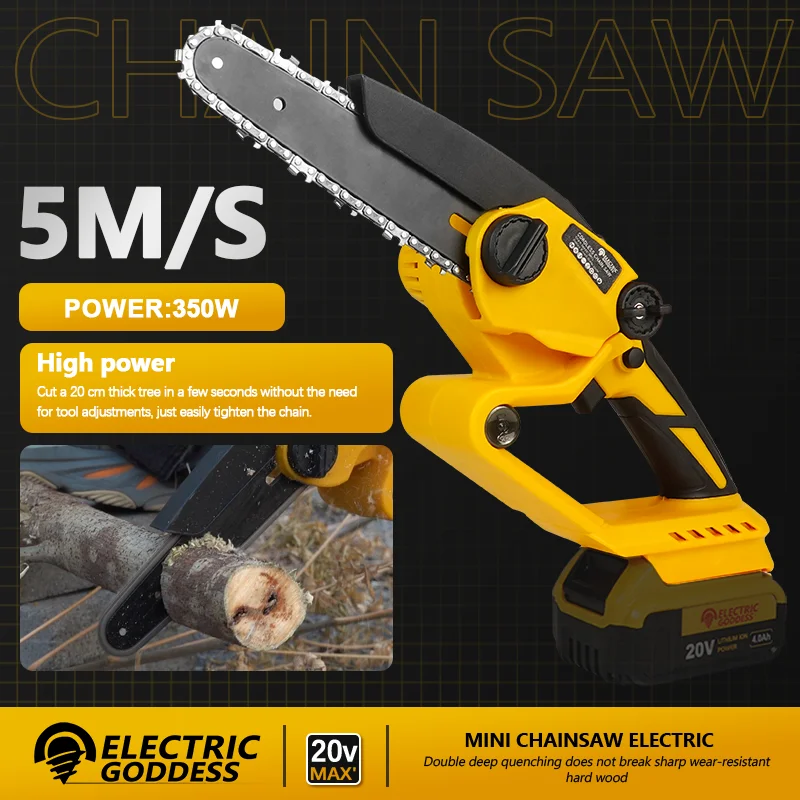 

EG Cordless 6 INCH Electric Chain Saw Branch Saw Portable Handheld Wood Cutting Saw Garden Pruning Tool For Dewalt 20V Battery