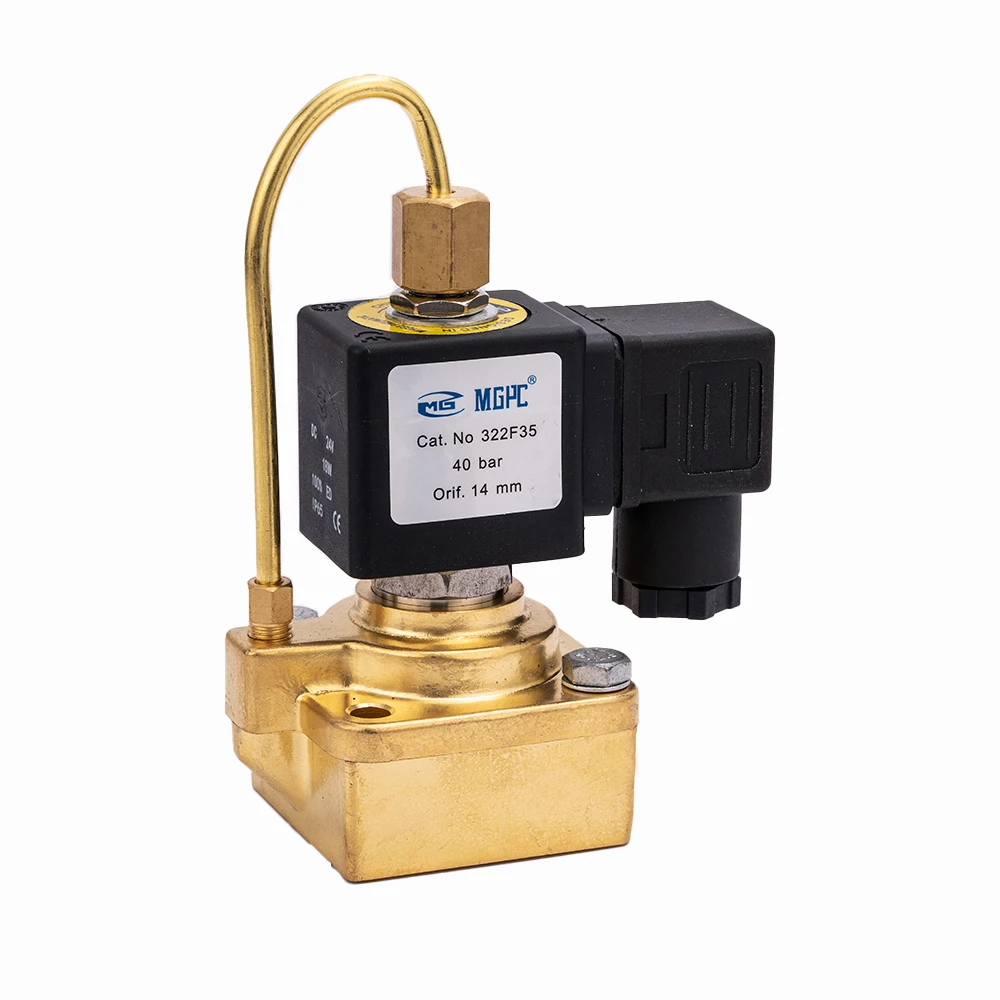Detalhe 3 de Válvula solenoide MGPC 321F35 322F35 421F35 40Bar 13 bar Bottle Blowing Machine Sub-base Mounting Brass High Pressure Solenoid Valve Água e vapor
