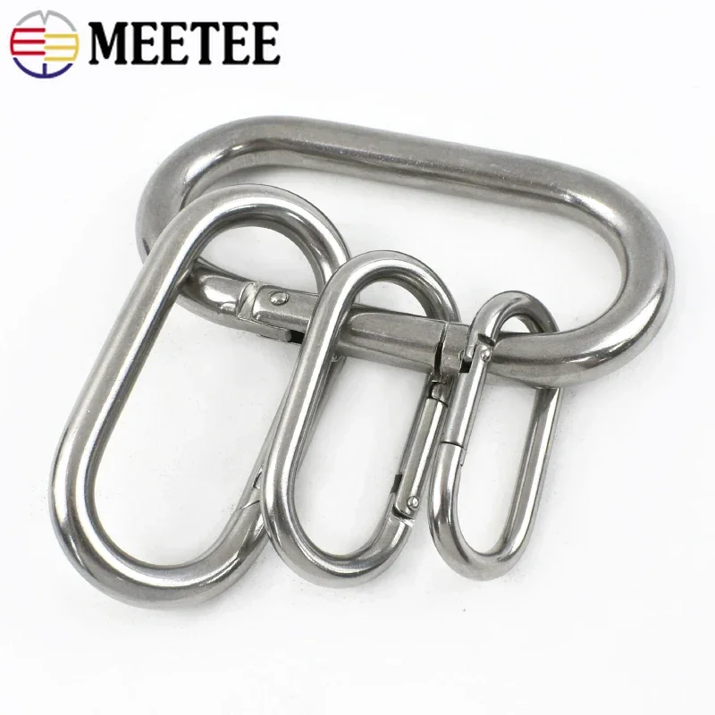 1-5Pcs Meetee 5-10mm Stainless Steel O Ring Buckle Spring Snap Buckles for Outdoor Tent Pet Collar Hook DIY Hardware Accessories