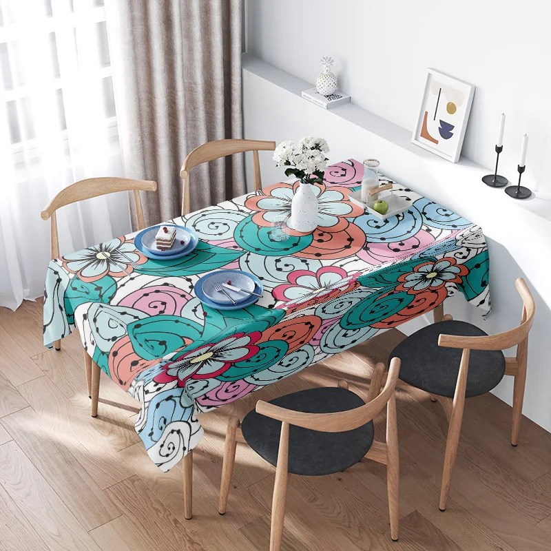 Mantel floral de colores brillantes, perfecto para decoración de comedor, 108x54 pulgadas/lavable, duradero, compra ahora en AliExpress
