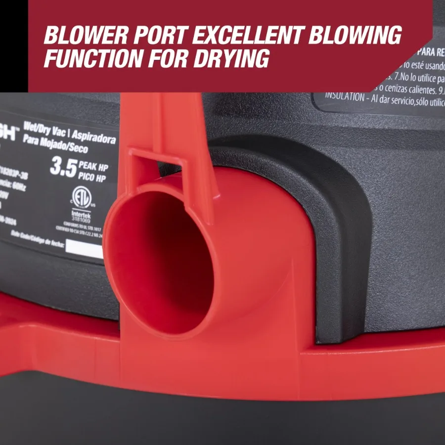 Hyper Tough 3 Gallon 3.5 HP Poly Wet Dry Vacuum for Home, Car, Garage & Workshop