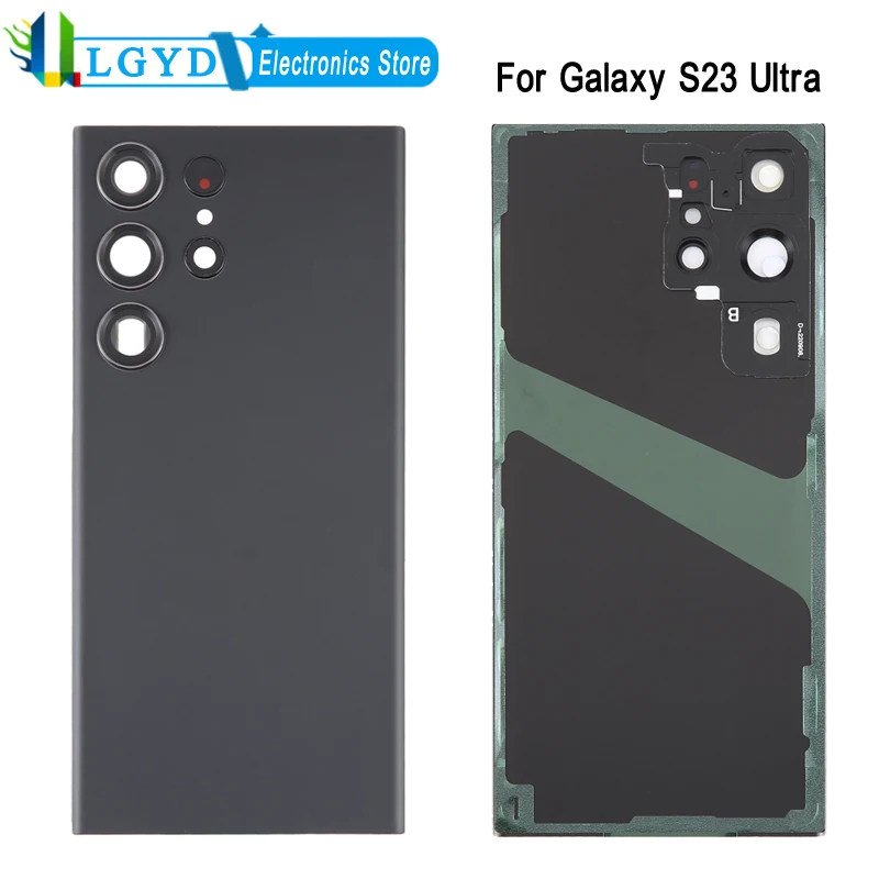 Glass Battery Back Cover For Samsung Galaxy S23 Ultra 5G SM-S918 Rear Cover with Camera Lens Frame Replacement Part