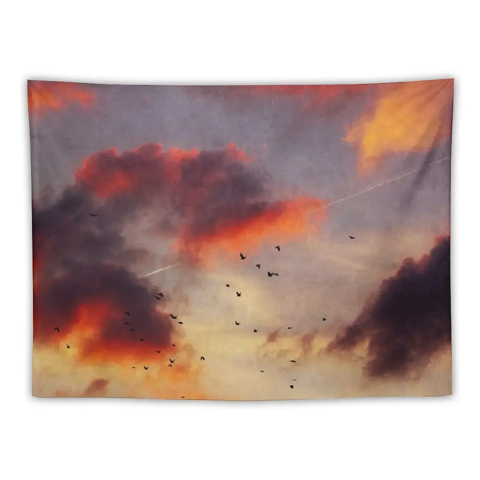 evening clouds and birds Tapestry Wall Decorations Japanese Room Decor Tapestry