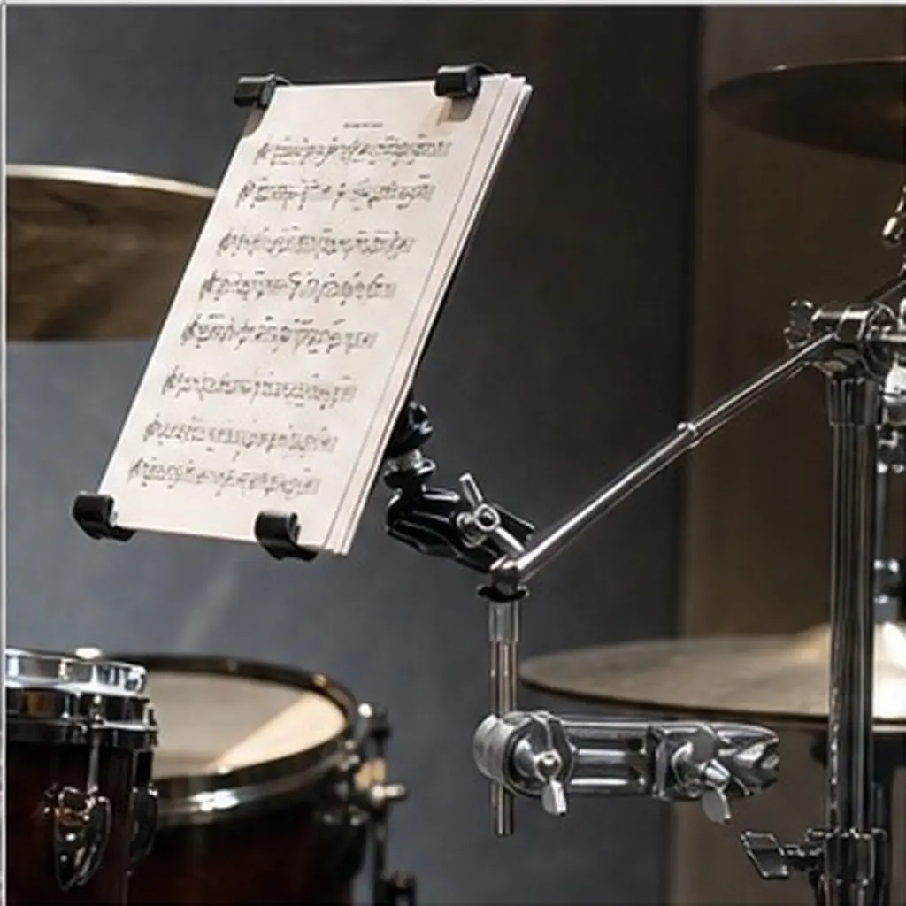 Drum Set Tablet Holder Adjustable Multi-Angle Drum Rack Clamp Stand Portable Music Sheet Holder for Electronic and Acoustic