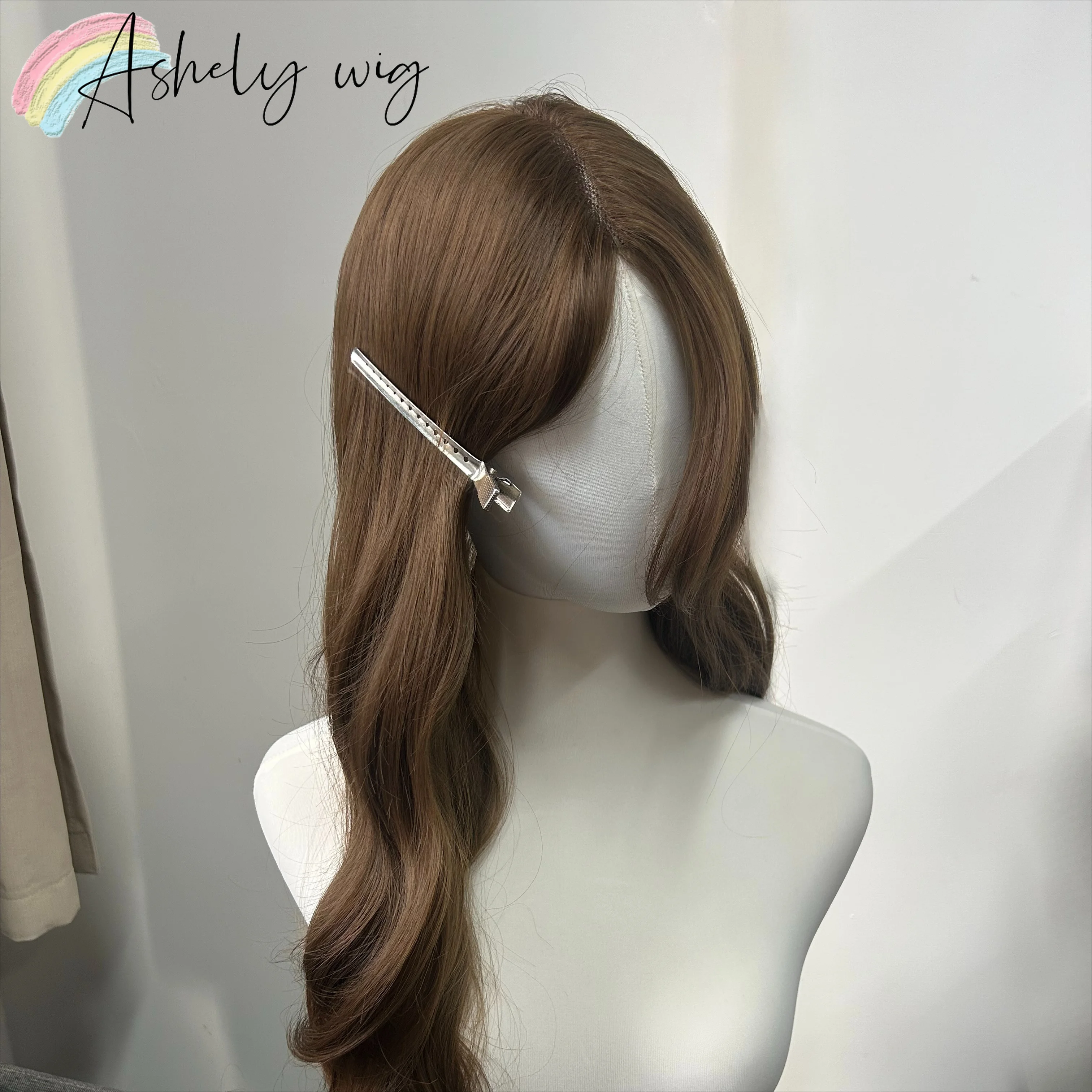 Ashely Brown Wigs Body Wavy Female Headband Wig for Women Human Hair Pieces 24inch Long Human Hair Synthetic Wig Natural Looking