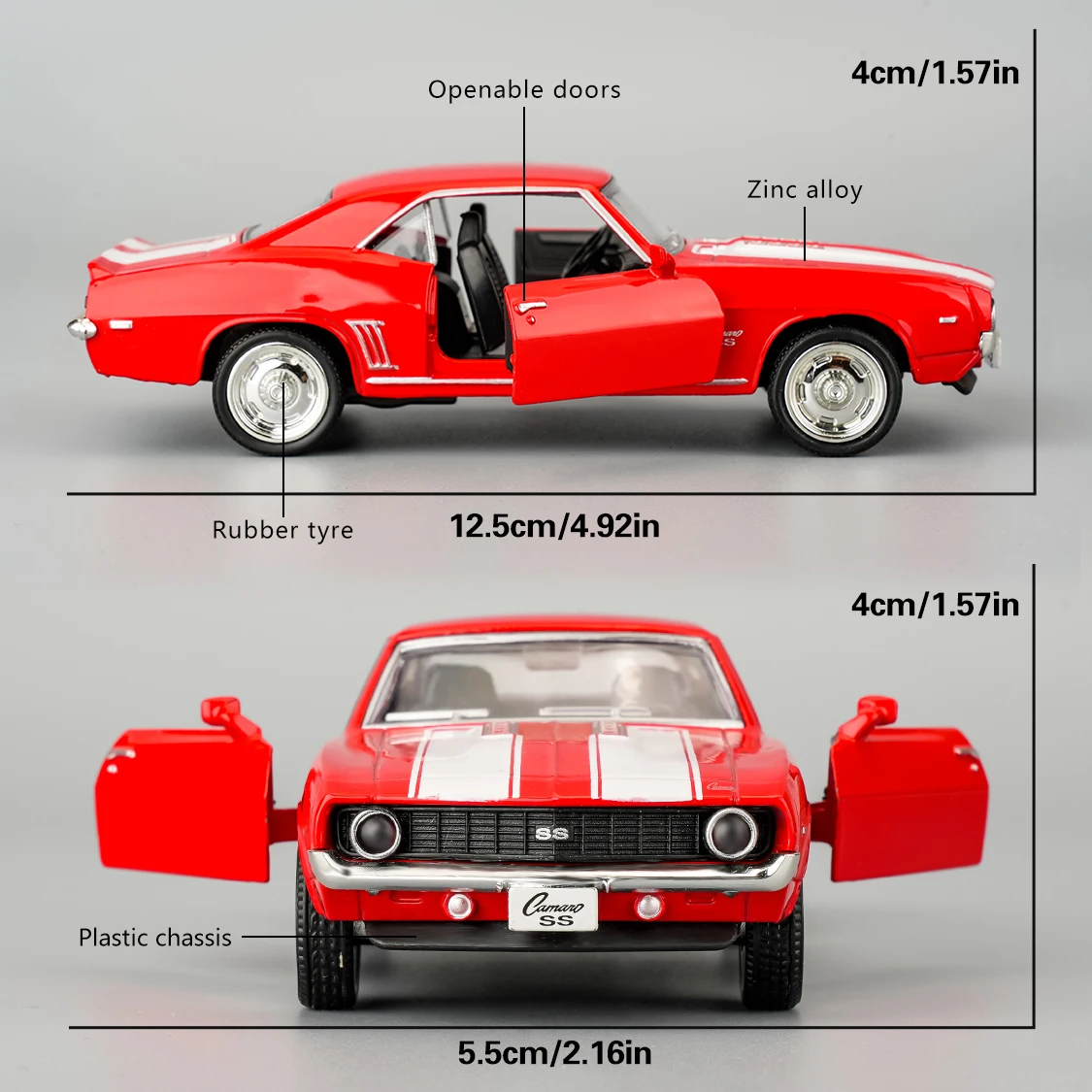 RMZ CITY 1:36 Scale Chevrolet 1969 Camaro S5 Diecast Cars Models, Zinc Alloy Pull Back Vehicles Toy Cars, Cars Gifts For Boys Girls