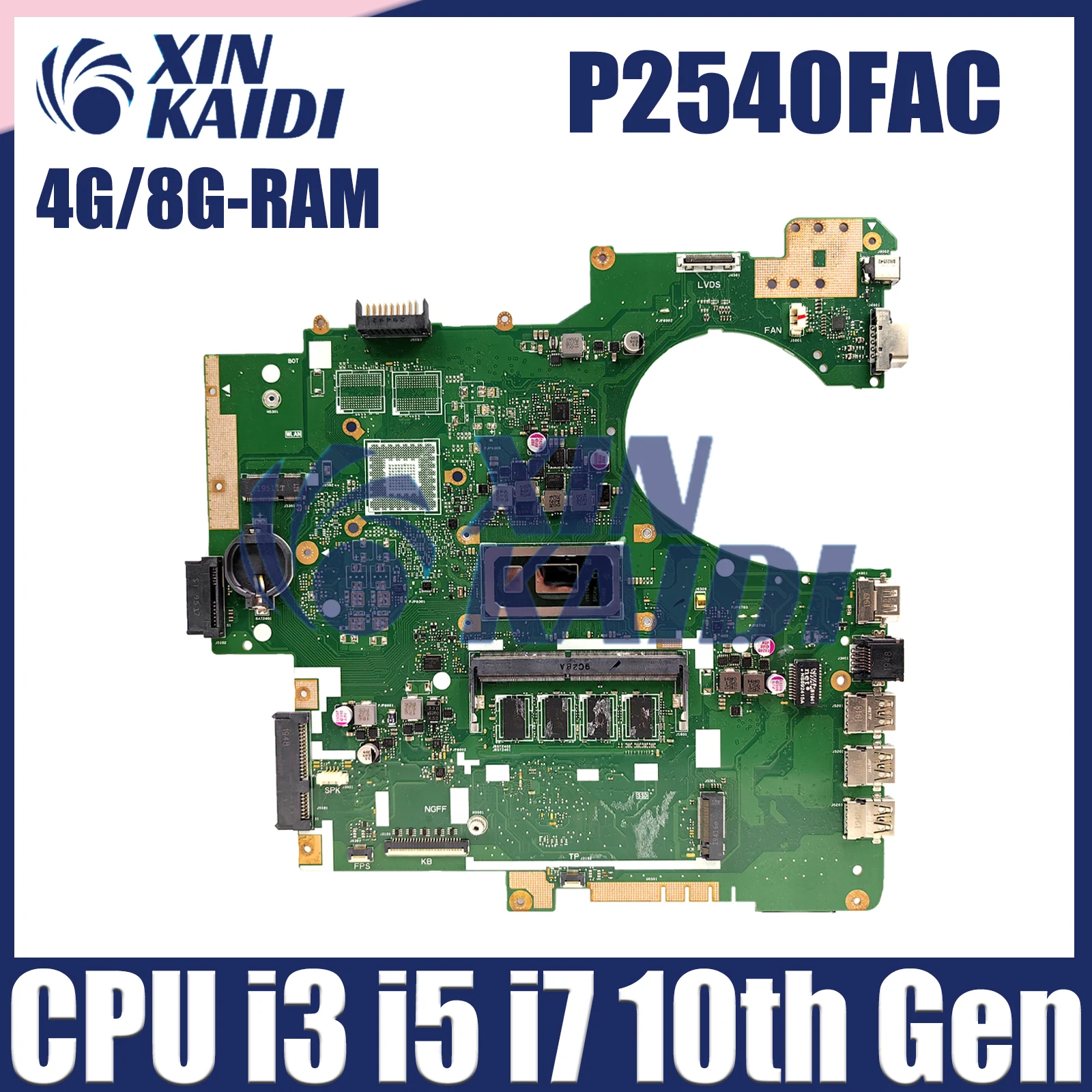 

P2540FAC Laptop Motherboard For ASUS PRO P2540FA P2540FB Mainboard With i3 i5 i7 10th Gen CPU 4G/8G RAM 100% Test