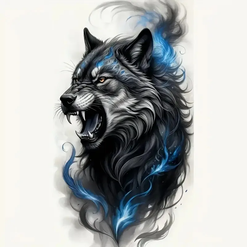 1Pc 2D Flat Mystic Wolf Head Vinyl Sticker, Waterproof Decal for Car Motorcycle Laptop Bottle Wall Decor, Holiday Gift