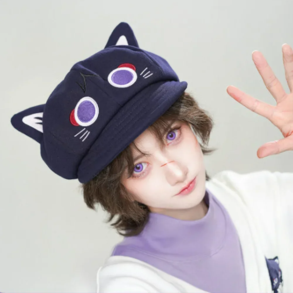 Game Genshin Impact Balladeer Cosplay Hat Wanderer Scaramouche Cute Cat Kids Adult Octagonal Cap Autumn Winter Warm Xmas Gift