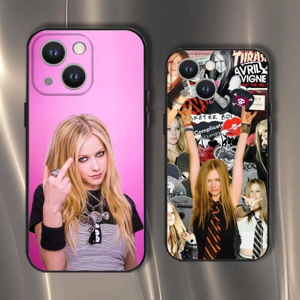

Singer Avril Lavigne Phone Case For iPhone 16,15,14,13,12,11,Pro,XS,Max,XR,Plus,E,SE4,Mini Black Soft Cover