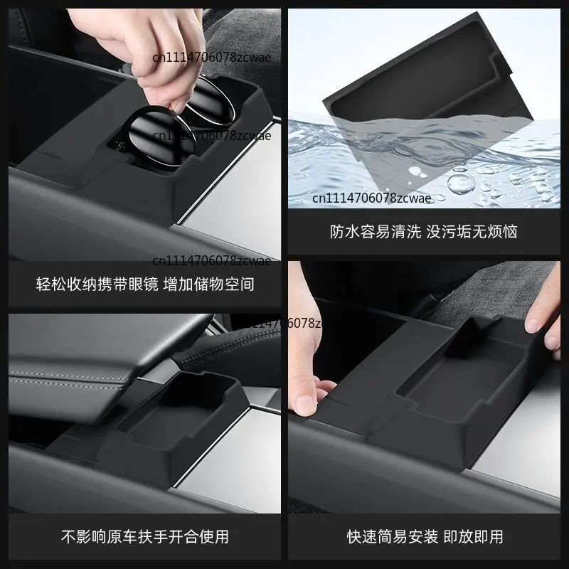 Car Center Console Storage Box Organizer Tray for Model Y 3 Refresh Version Armrest Box Glasses Holder Interior Accessories