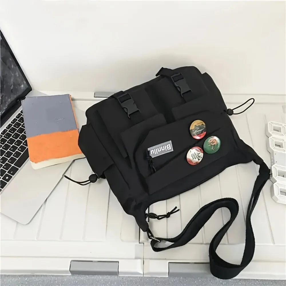 Fashion Large Capacity Men Crossbody Bag Square Harajuku Casual Messenger Bag Japanese Style Lightweight Nylon Postman Bag Boys