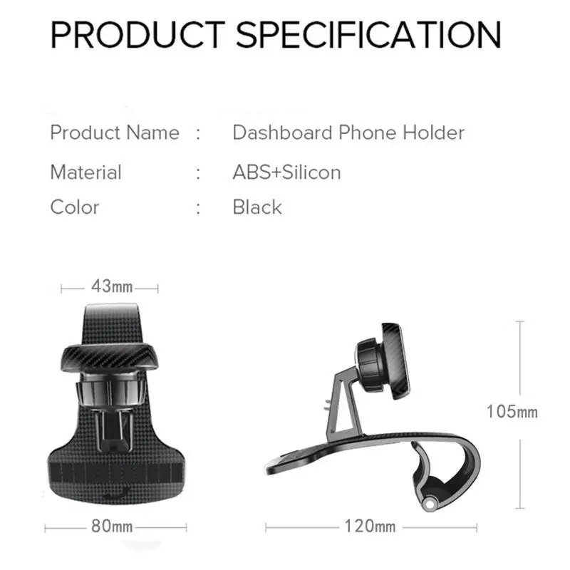 Magnetic Car Phone Holder Universal Dashboard Car Phone Mount GPS Support 360 Rotation Bracket With Parking Phone Number Sticker