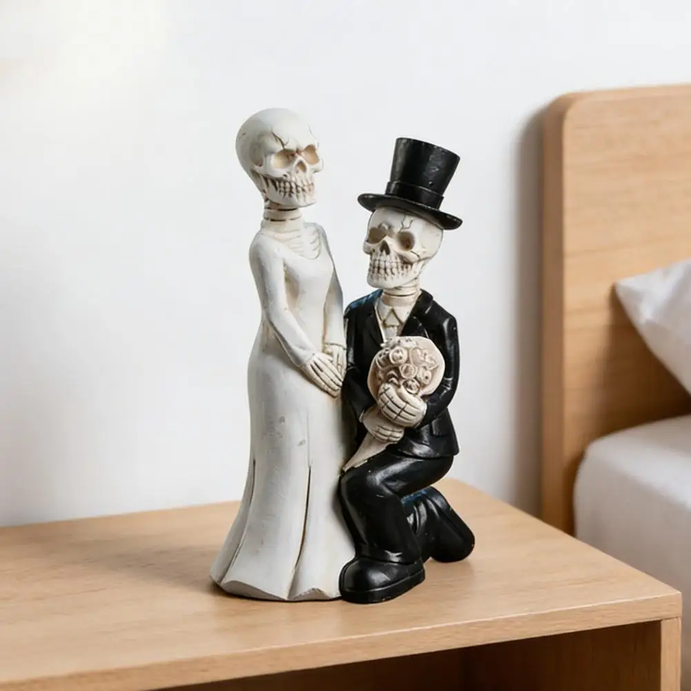 Skeleton Figurine Skeleton Decor Skeleton Bride Groom Figurine Resin Skull Wedding Couple Statue Day of Dead Desktop Sculpture