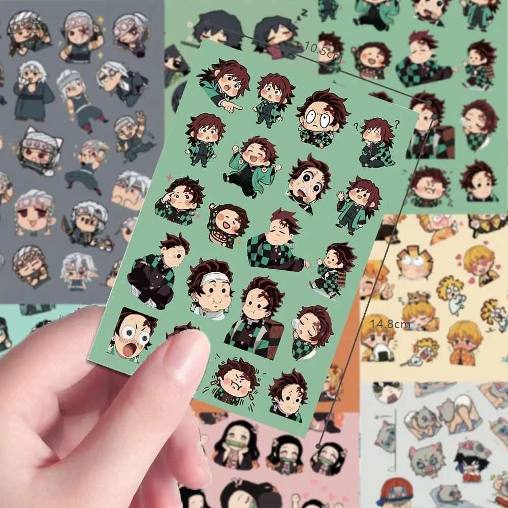 24pcs Chibi Demon Slayer screen protector sticker dual-colored eyes collage material pack waterproof stickers view 6
