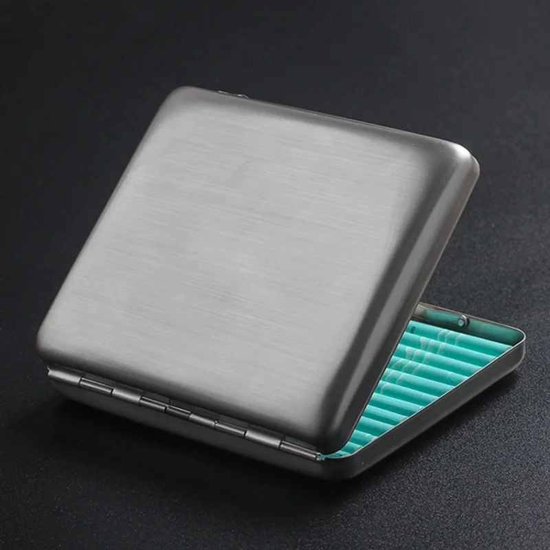 

Portable Stainless Steel Cigarette Box Metal Case Holds 20 Cigarettes Crush-Proof Pocket Tobacco Storage Smoking Accessory