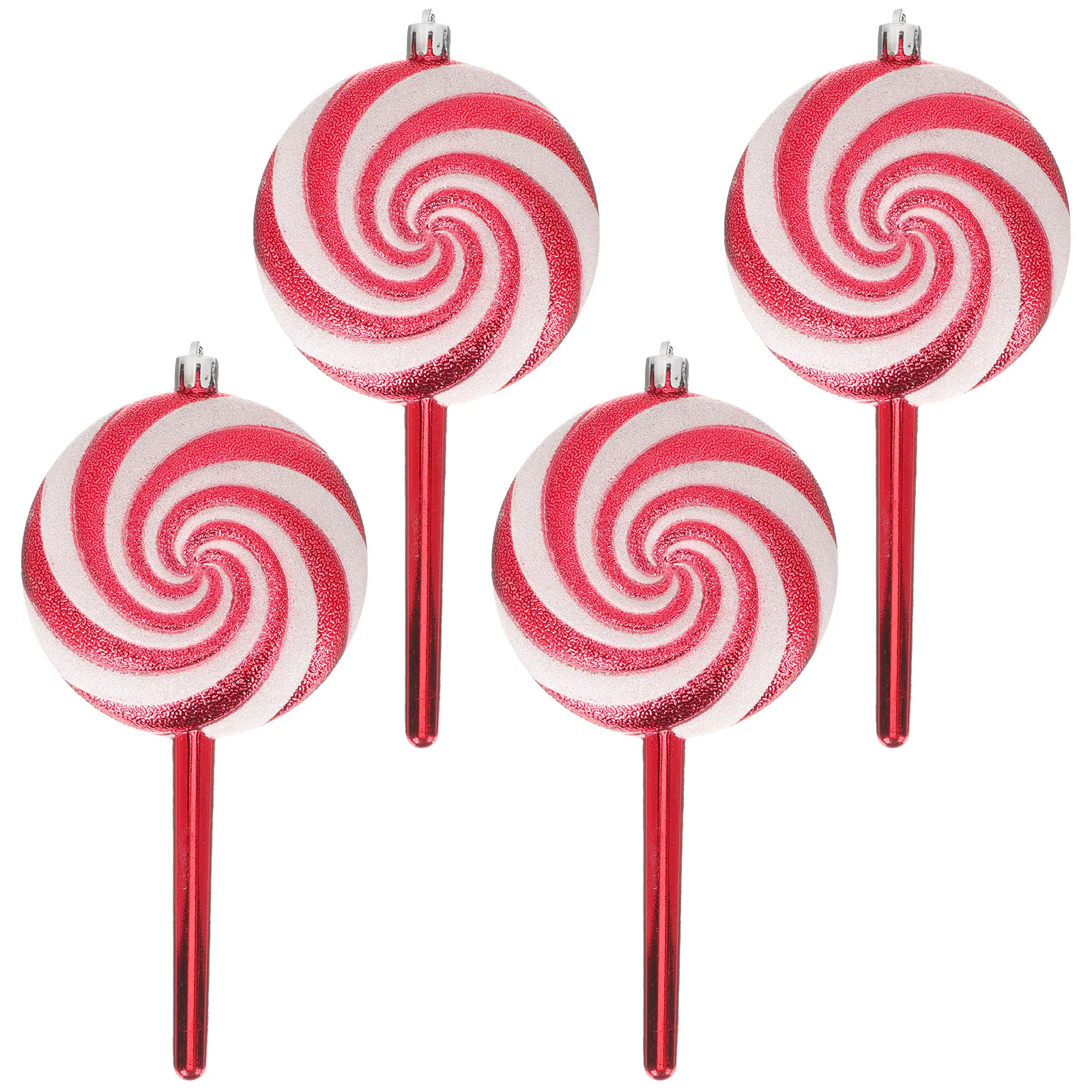 

4Pcs Christmas Candy Ornaments Hanging Decor Hand Painted Lollipop Pendant Xmas Tree Decoration for Office Shelf Car Window