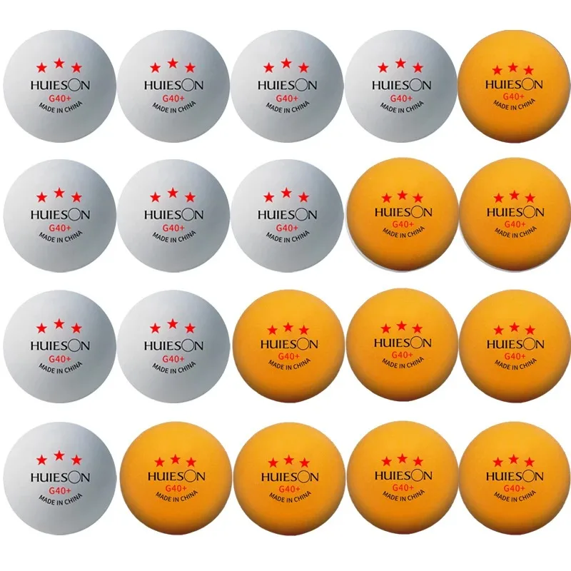 Huieson 3 Star Table Tennis Balls G40+  ABS+ White Yellow Ping Pong Balls for Competition Multi-Ball Training 20/50/100pcs