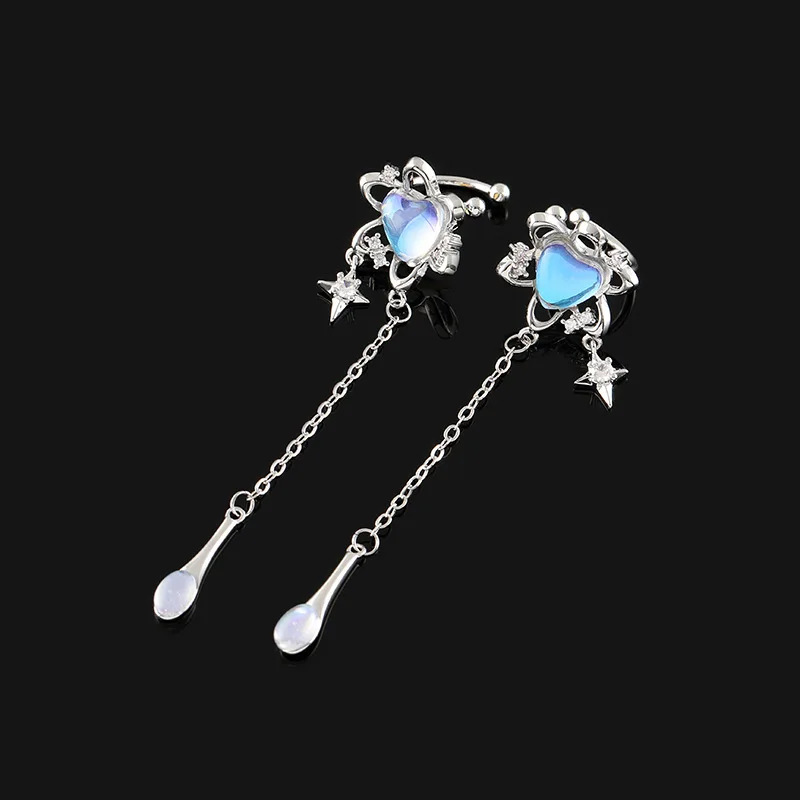 New Fashion Fairy Love Long Tassel Earrings Hip Hop Versatile Ancient Style Mangxing Earbone Clip Gift Wholesale