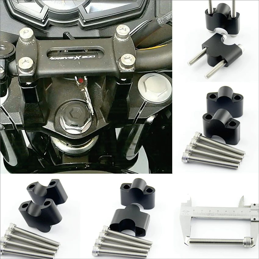 black Motorcycle Handlebar Riser Mount Handlebar Code Clamp for Kawasaki Versys X-300 2017