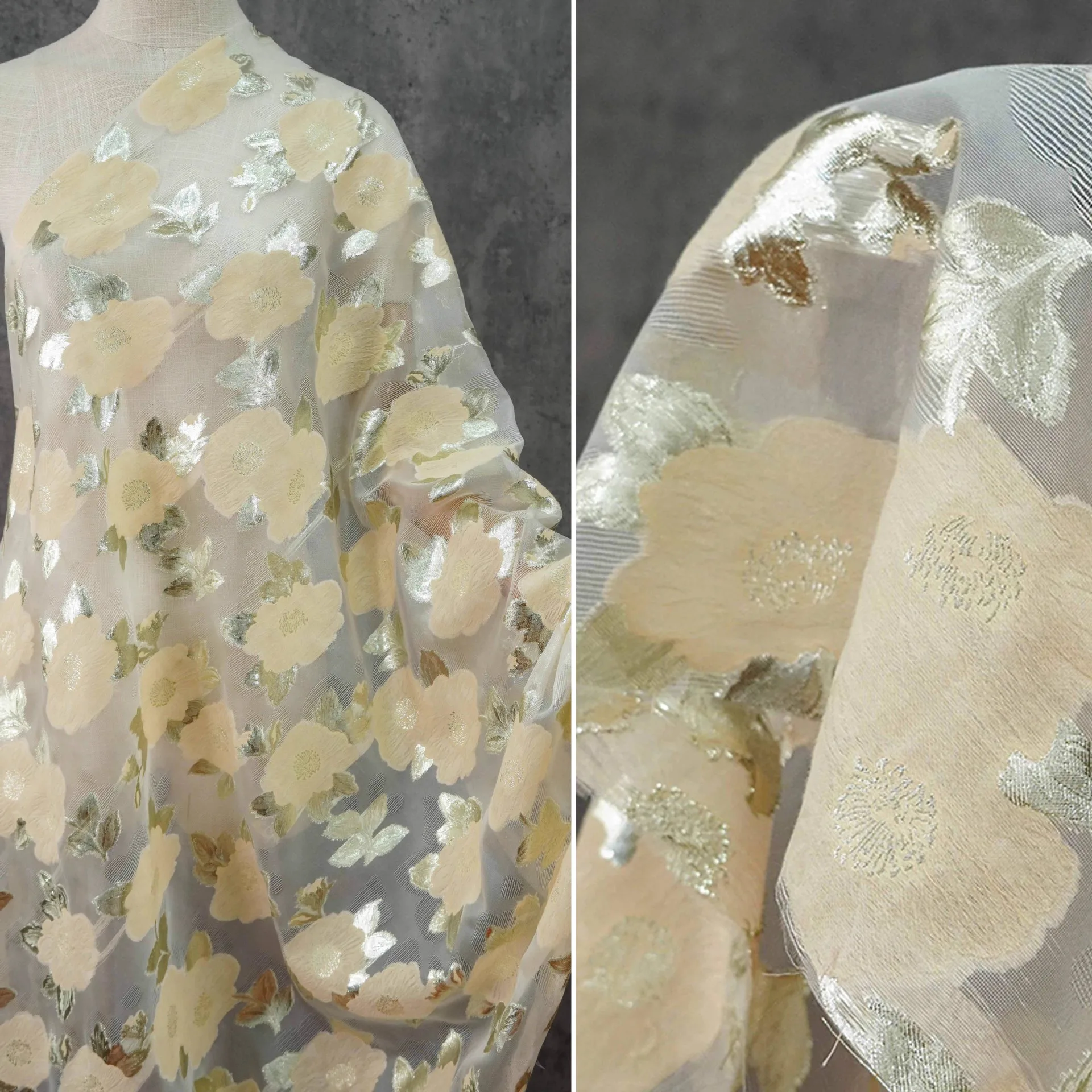 

1 ярд Элегантное золотое плетение с большим цветочным узором, жаккардовая ткань, платье «сделай сам», ремень, верхняя дизайнерская ткань для пэчворка