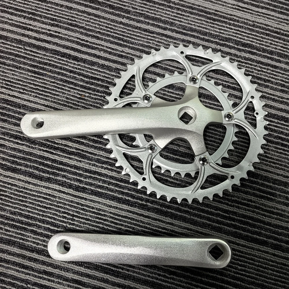 

BCD110mm Matte Silver/Black Crankset Road Bicycle Aluminum Alloy 50-34 Teeth 8 Speed 9 Speed Square Hole Racing Road 170mm Crank