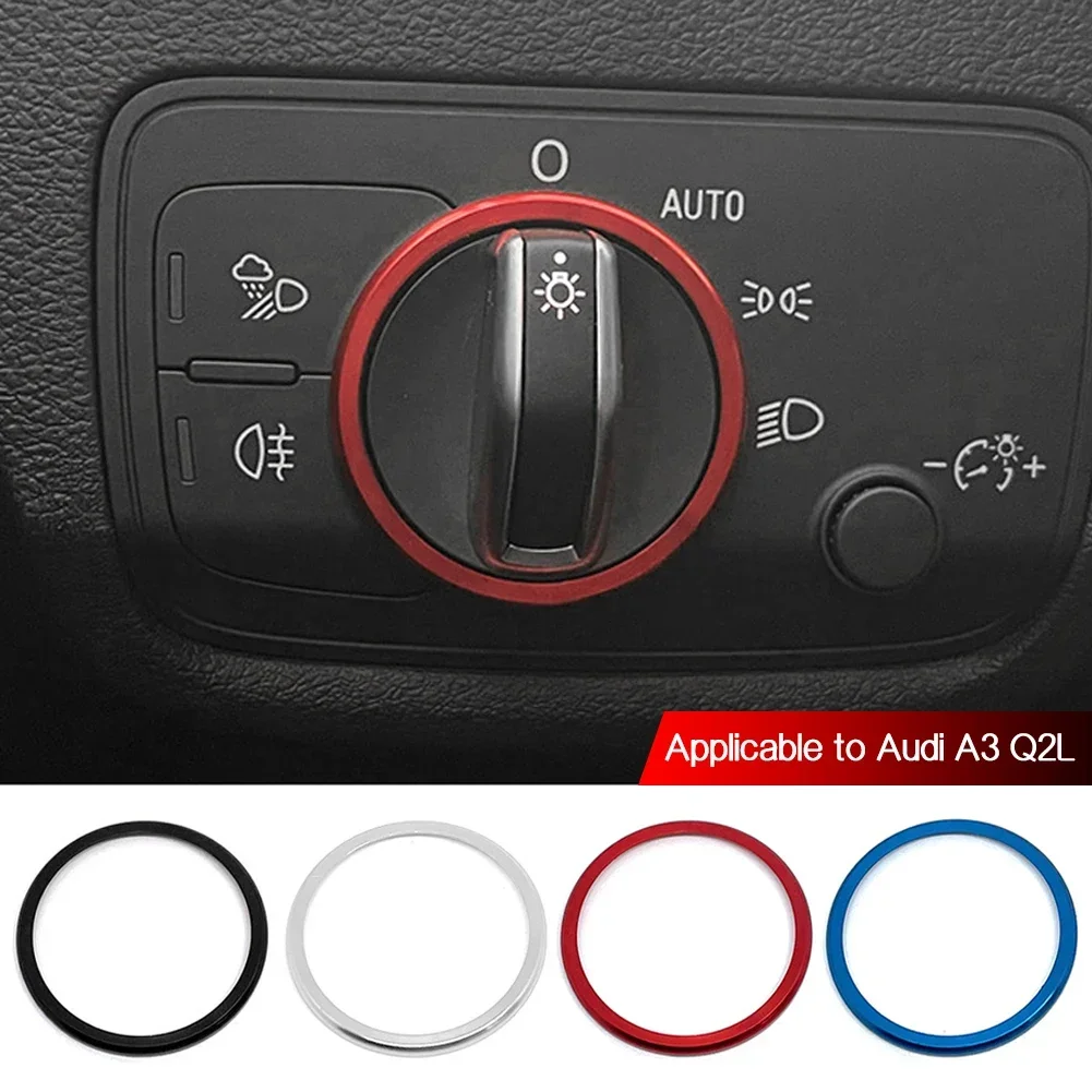 For Audi A3 Q2L Car Headlight Control Switch Knob Decorative Ring Trim Frame Styling Sticker Ring Auto Interior Accessories