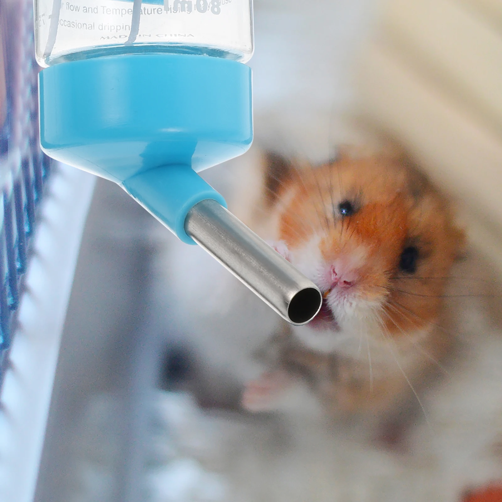 

2Pcs Hamster Drinking Fountain 80ML Leak Proof Automatic Water Feeder for Small Pets Cat Bowl PP Stainless Steel