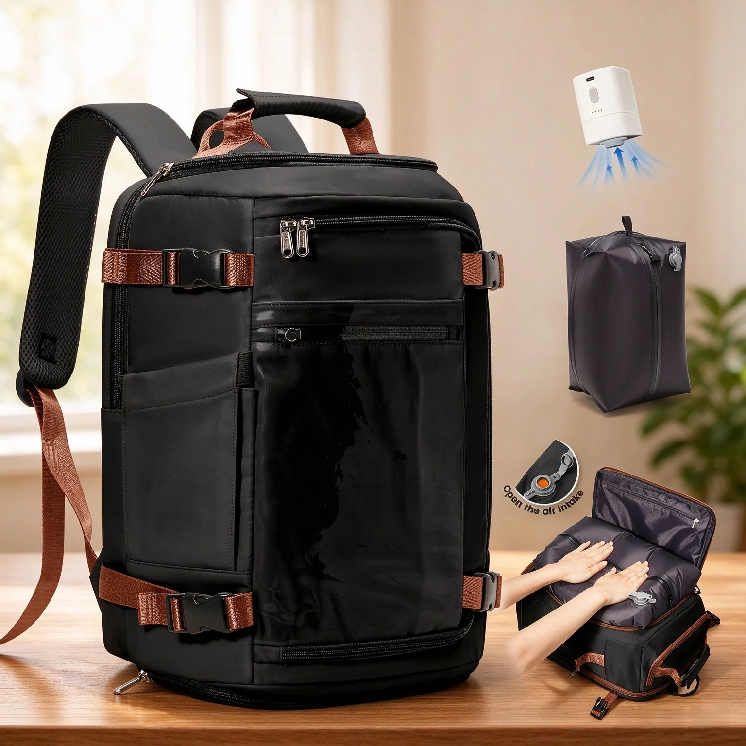 Ryanair 40x30x20 Hand Luggage Backpack Cabin Bag Vacuum Compression Backpack Laptop Business Backpack Men Vacuum Storage Bag