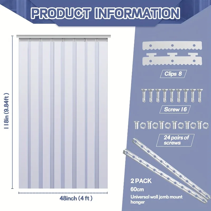 Plastic Strip Door Curtain Set with Winter Thickness PVC Freezer Door Curtain Suitable for Refrigerated Warehouse Workshops