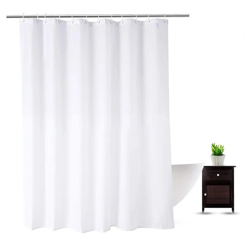 Inyahome Thickened Fabric Solid Color Black Grey White Shower Curtain with Hook Decorative Bathroom Waterproof Curtain 72\