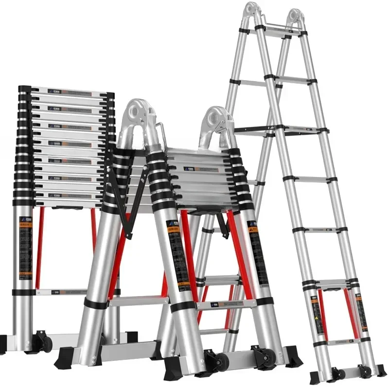 

Modern Aluminum Alloy Step Ladders for Home Telescopic Folding Ladder Light Luxury Kitchen Multifunctional Engineering Staircase