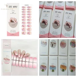 20/22 Strips Semi Cured Gel Nail Stickers Set for UV Lamp Full Cover Solid color Manicure DIY Women Fashion Gel Nail Patch