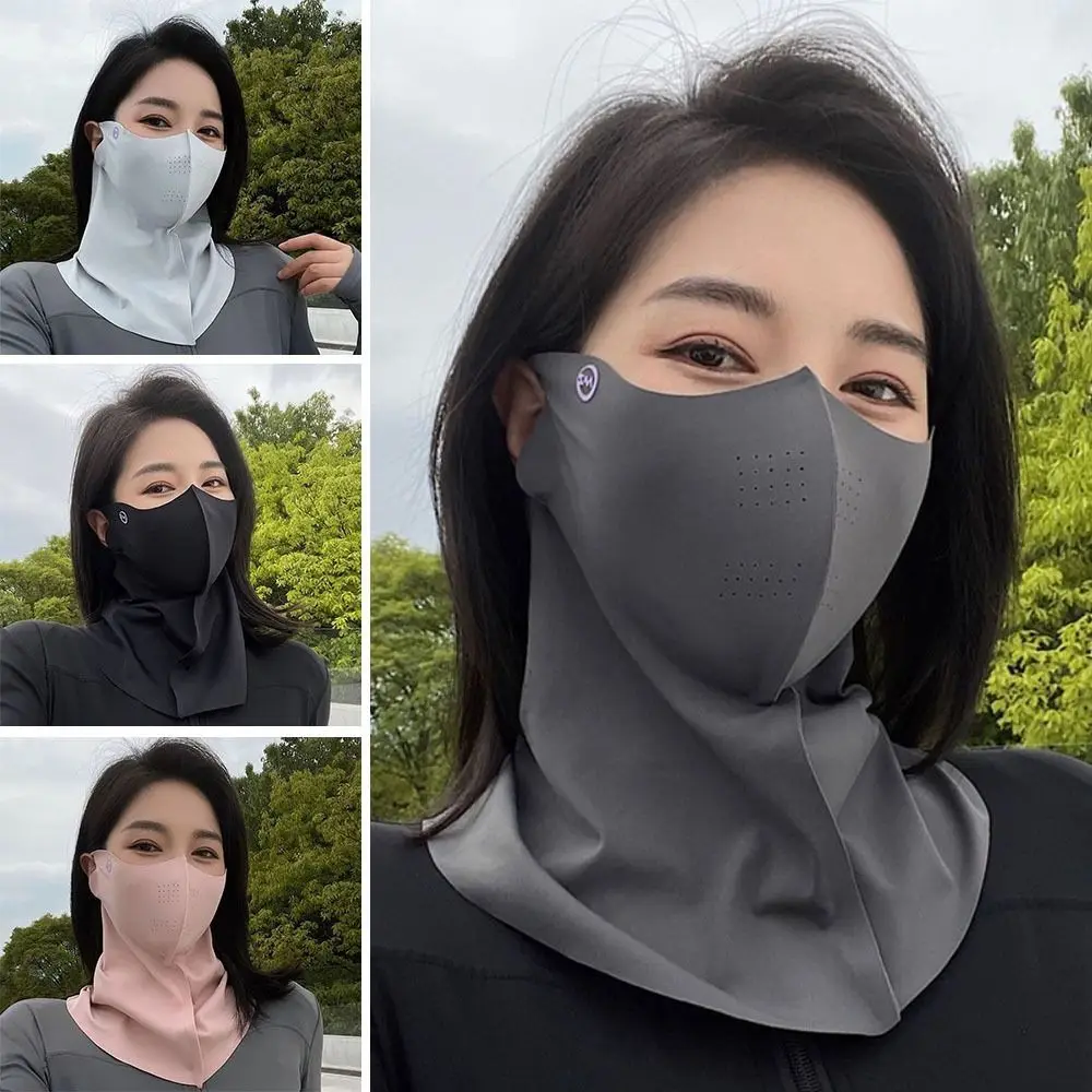 Cool Ijs Zijde Zonwering Masker 3d Upf50 + Anti-Uv Hals Sjaal Ademende Nek Bescherming Zonnescherm Gezichtsmasker Fietsen