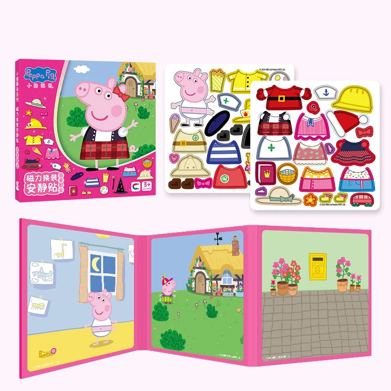 Peppa Pig Magnetic Sticker Quiet Book Changeover Puzzle Assembly Children DIY Magnetic Sticker Toy Gift