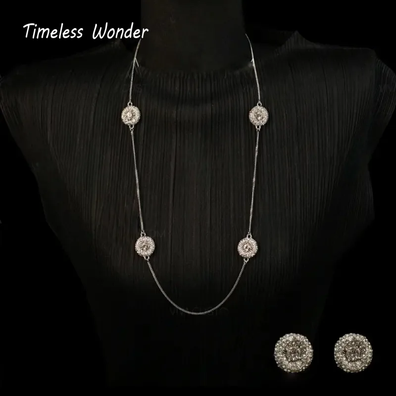 

Timeless Wonder Fancy Zircon Geo Chains Necklace Stud Earrings Women Designer Jewelry Set Sweet Top Rare Classy 4612