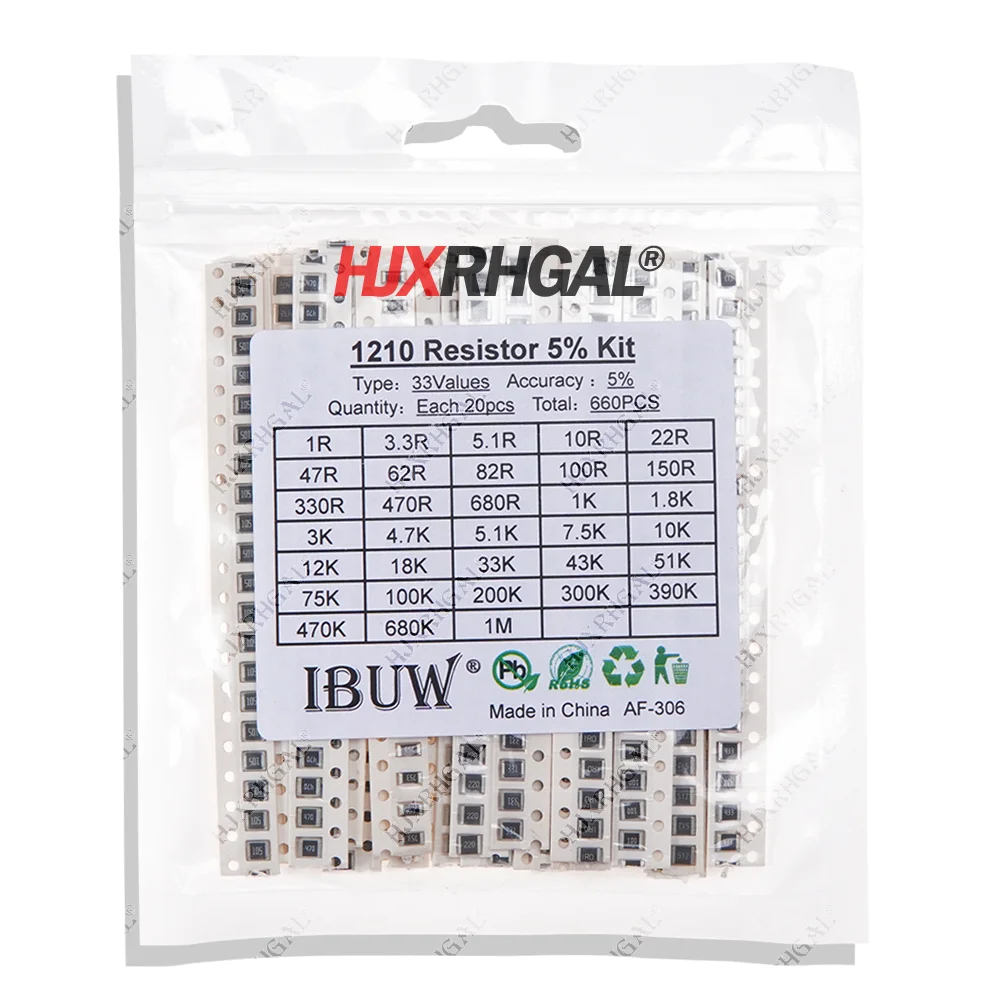 10/20/33/60/80 قيم مجموعة المقاوم SMD مجموعة متنوعة 10ohm-1M أوم 5% 1% عينة كيت 0402 0805 0603 1206 2512 1210
