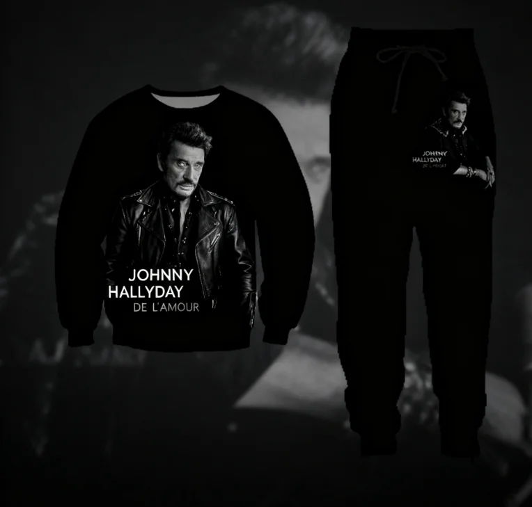 Fashion Popular Singer Johnny Hallyday Men Women Fashion 3D Print Man Casual Sportswear Sweatshirt Jogging Pants 2Pcs Sets