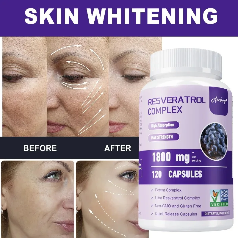 

Resveratrol Complex - Support Circulatory Health,Antioxidant,Support Overall Health & Metabolism,Promotes Smooth Skin and Health