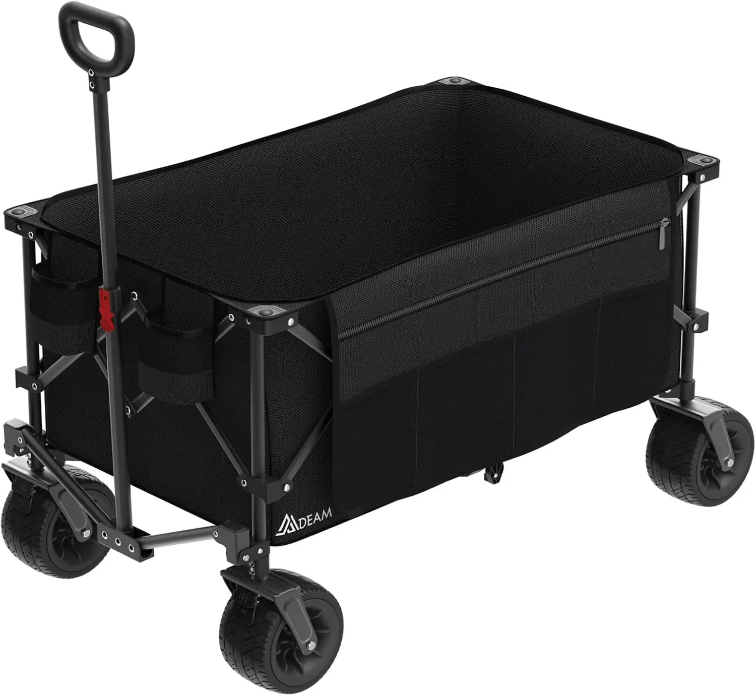 

Folding Collapsible Wagon,Large Capacity Outdoor Wagons Carts Heavy Duty Foldable Utility with Big All-Terrain Wheels &2 Side