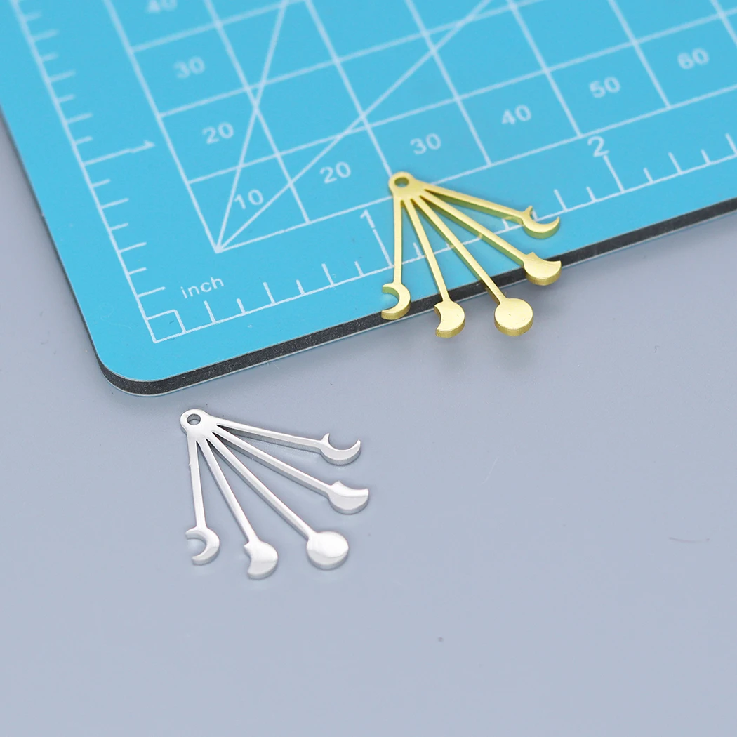 5pcs/lot Stainless Steel Crescent Moon Charms Star Moon Planet Pendant For DIY Jewelry Making Necklace Accessories High Quality