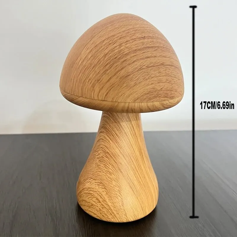 LED Night Light With Touch Switch Wooden Cute Mushroom Bedside Table Lamp For Bedroom Childrens Room Sleeping Night Lamps