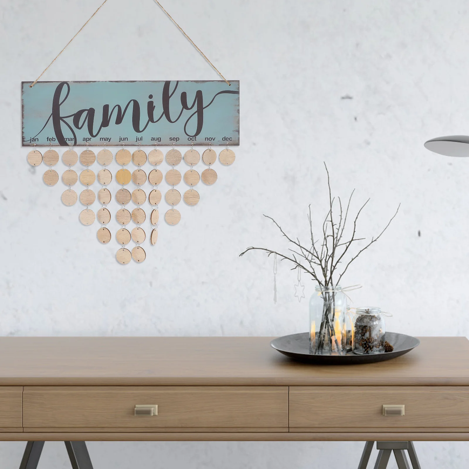 

Wooden Calendar Board Birthday Reminder Wall Wooden Block Calendar Decor 40x12cm Family Letters Festivals HomeDecoration