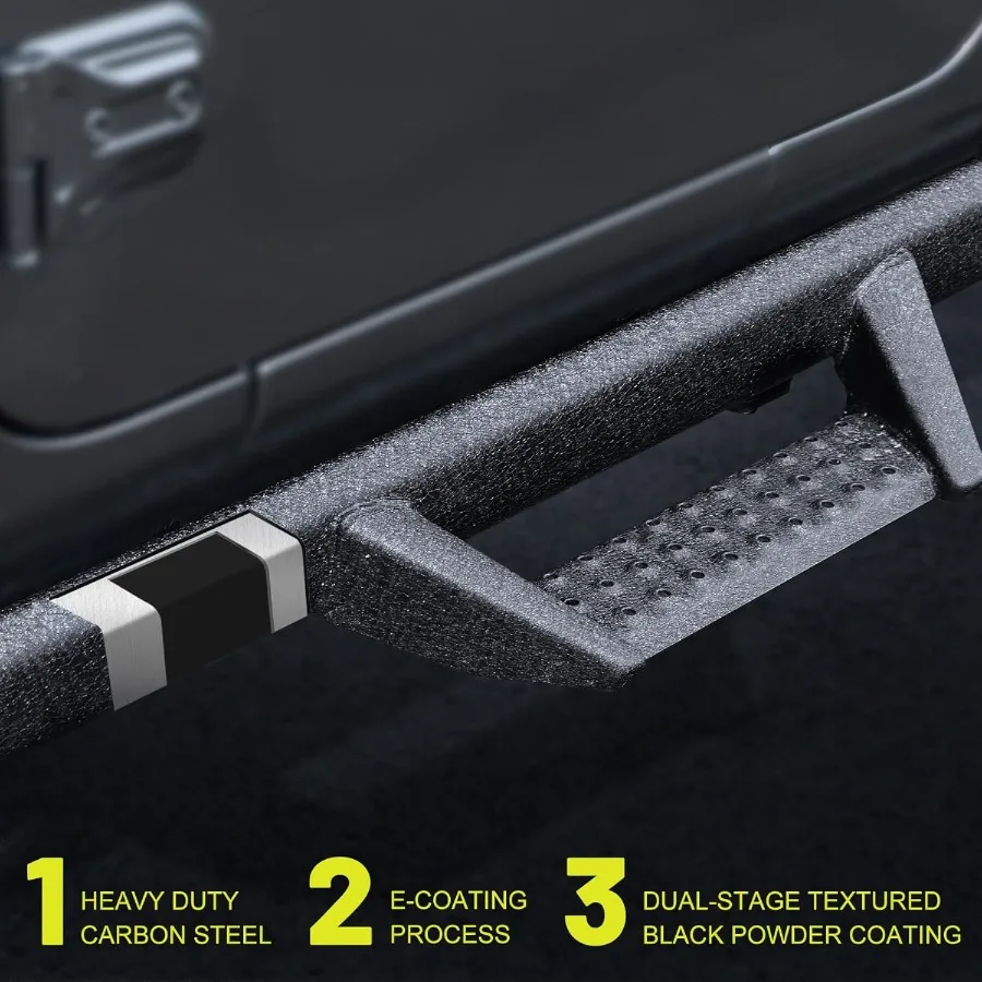 لوحات تشغيل بتصميم منحني متوافقة مع 20182025 جيب رانجلر JL 4 خطوات جانبية منسدلة مع قضبان الصخور الثقيلة