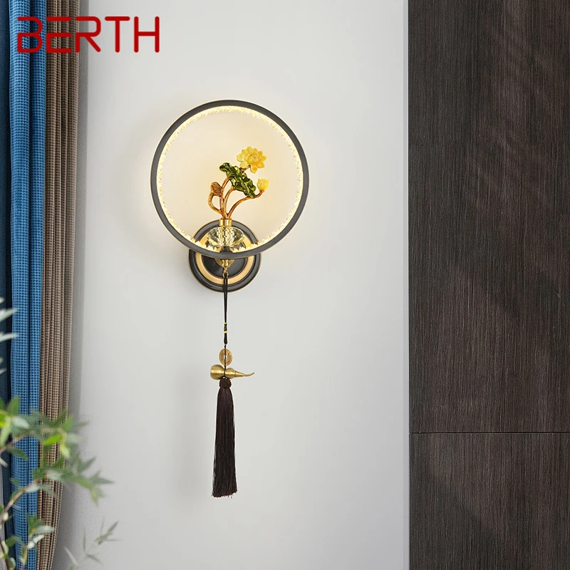 

BERTH Brass Wall Lamp LED Modern Luxury Sconce Light Interior Decoration Household Bedroom Bedside Living Room Corridor Lightin