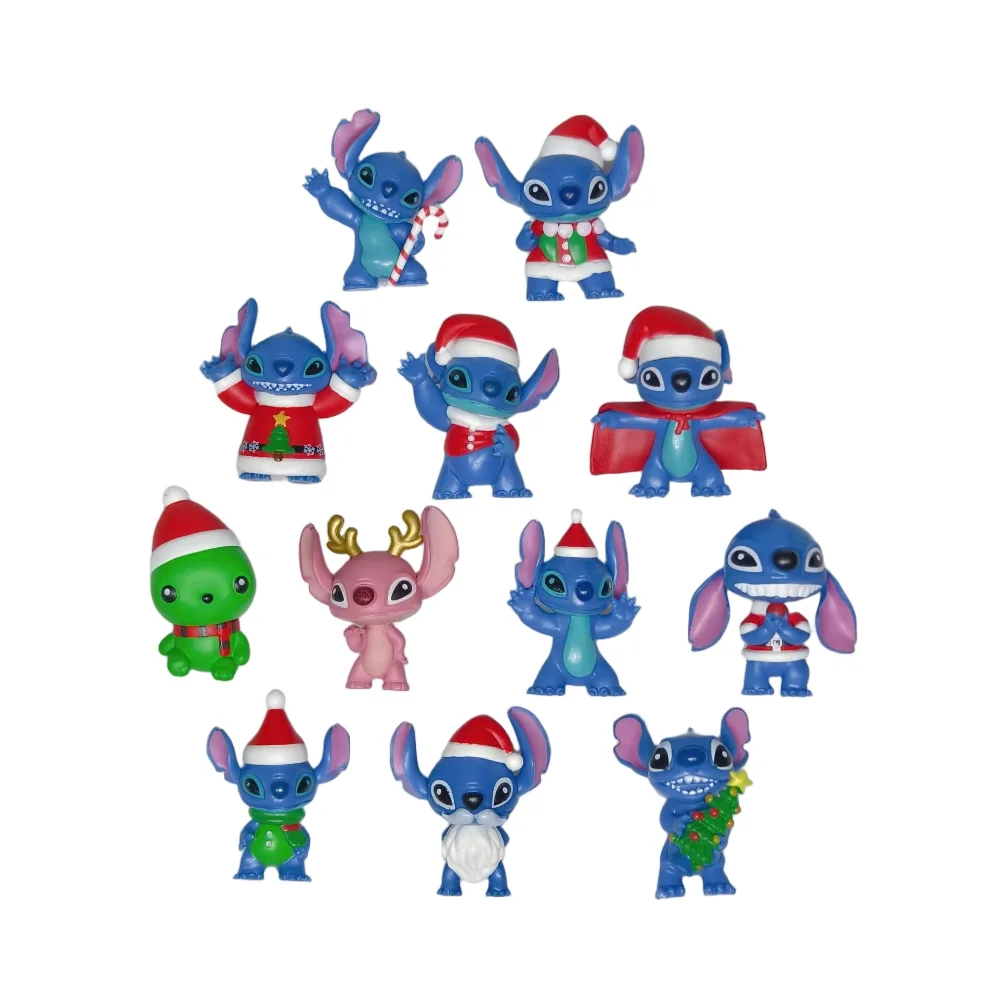 12개의 크리스마스 스티치 수집품: 릴로와 스티치 스티치 액션 피규어 트렌디 장난감 봉제 인형